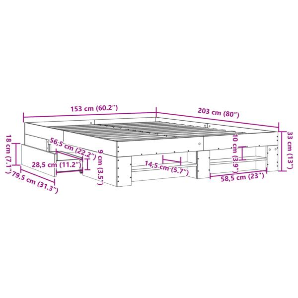 Bettgestell Schwarz 150x200 cm Holzwerkstoff