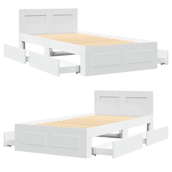 Bettgestell mit Kopfteil ohne Matratze Weiß 90x200 cm