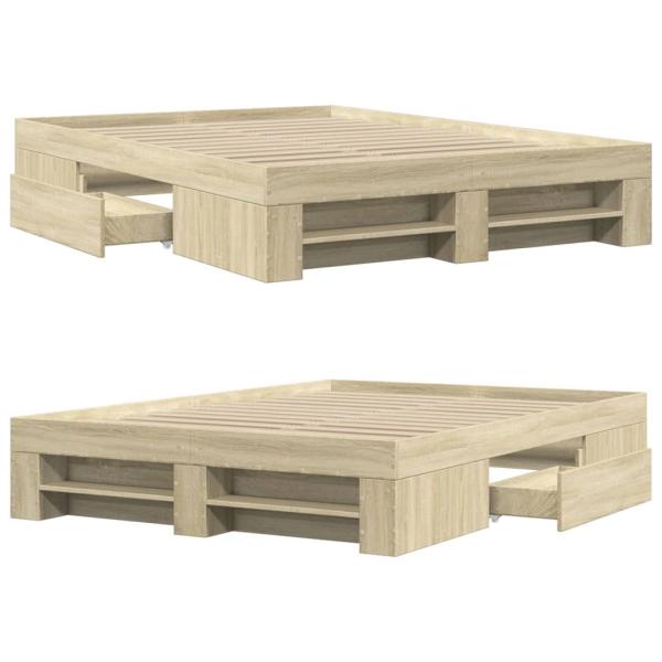 Bettgestell Sonoma-Eiche 135x190 cm Holzwerkstoff