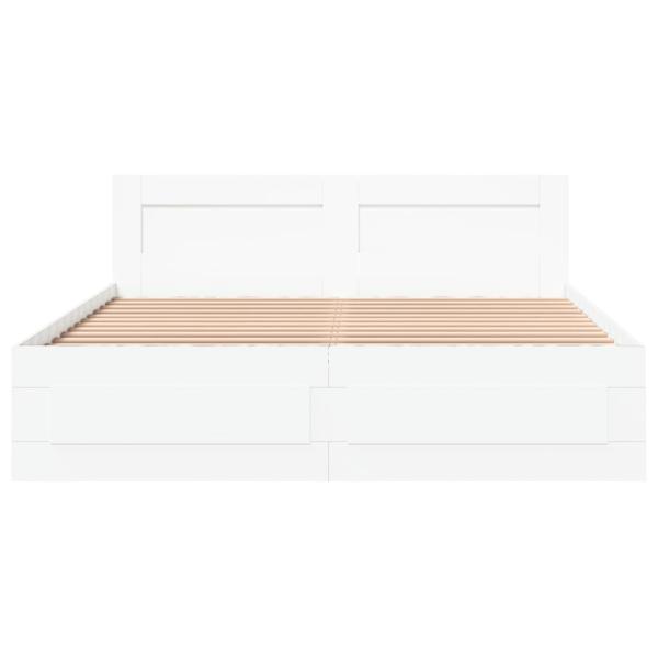 Bettgestell mit Kopfteil ohne Matratze Weiß 150x200 cm