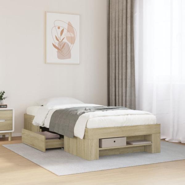 ARDEBO.de - Bettgestell ohne Matratze Sonoma-Eiche 75x190 cm Holzwerkstoff