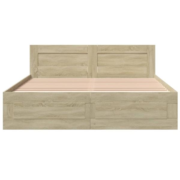 Bettgestell mit Kopfteil Sonoma-Eiche 150x200 cm Holzwerkstoff