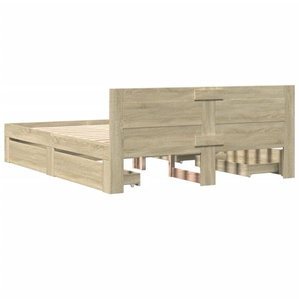 Bettgestell mit Kopfteil Sonoma-Eiche 150x200 cm Holzwerkstoff