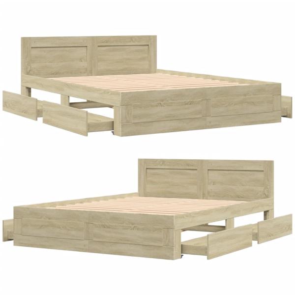 Bettgestell mit Kopfteil Sonoma-Eiche 150x200 cm Holzwerkstoff