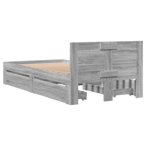 ARDEBO.de - Bettgestell mit Kopfteil Grau Sonoma 90x200 cm Holzwerkstoff