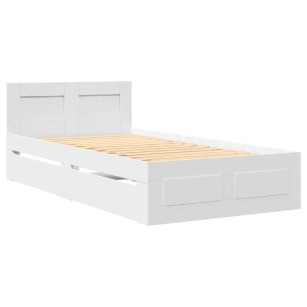 Bettgestell mit Kopfteil ohne Matratze Weiß 75x190 cm