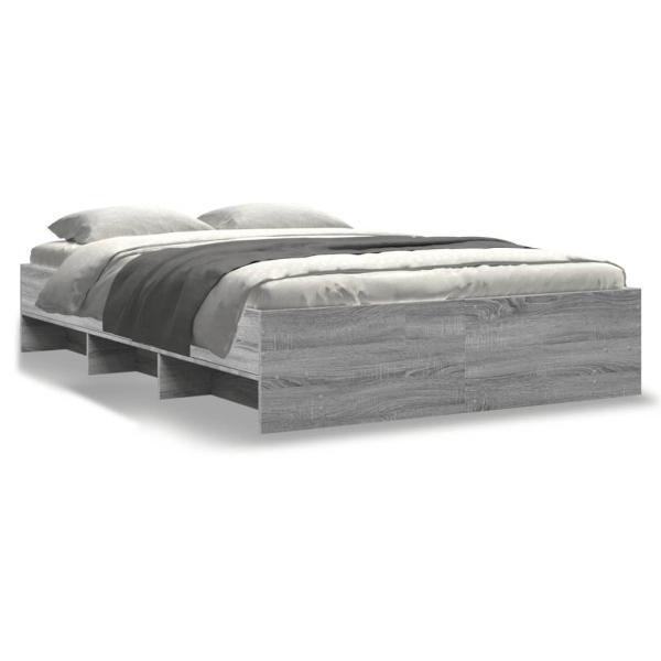 ARDEBO.de - Bettgestell Grau Sonoma 120x190 cm Holzwerkstoff