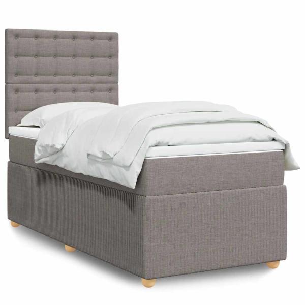 ARDEBO.de - Boxspringbett mit Matratze Taupe 90x200 cm Stoff