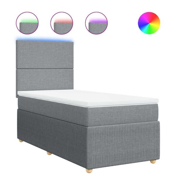 Boxspringbett mit Matratze Hellgrau 100x200 cm Stoff