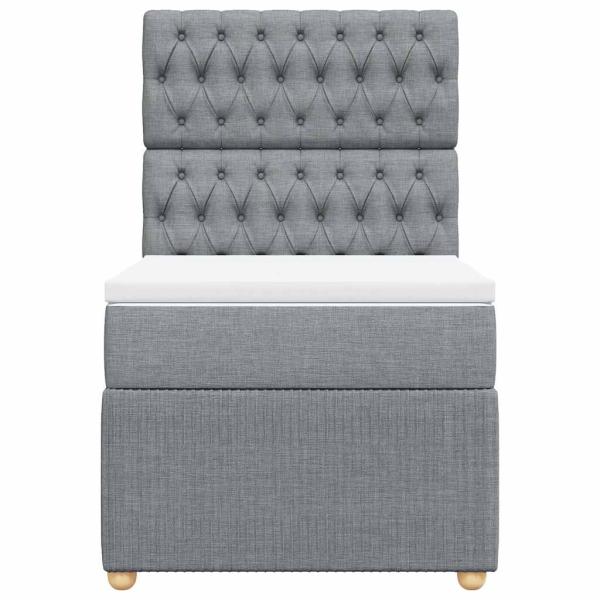Boxspringbett mit Matratze Hellgrau 100x200 cm Stoff