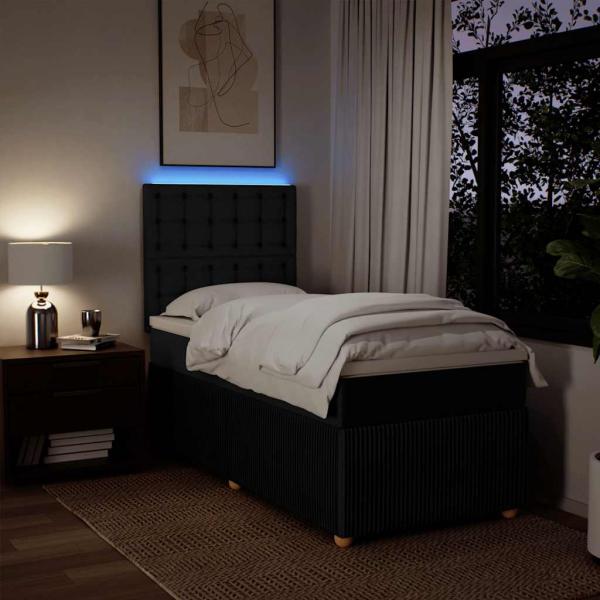 Boxspringbett mit Matratze Schwarz 100x200 cm Stoff