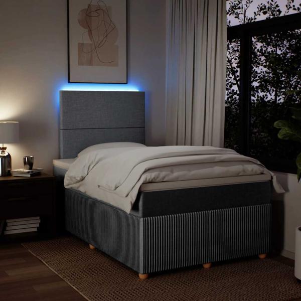 ARDEBO.de - Boxspringbett mit Matratze Hellgrau 120x190 cm Stoff
