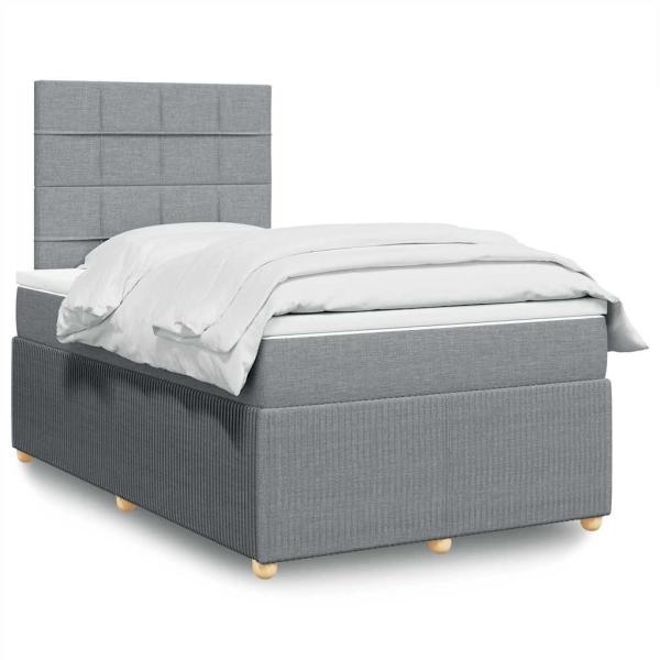 ARDEBO.de - Boxspringbett mit Matratze Hellgrau 120x190 cm Stoff