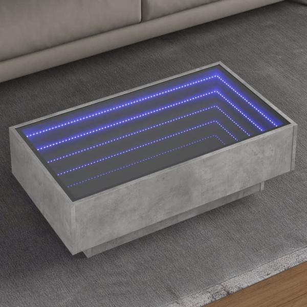ARDEBO.de - LED-Couchtisch Betongrau 90x50x30 cm Holzwerkstoff