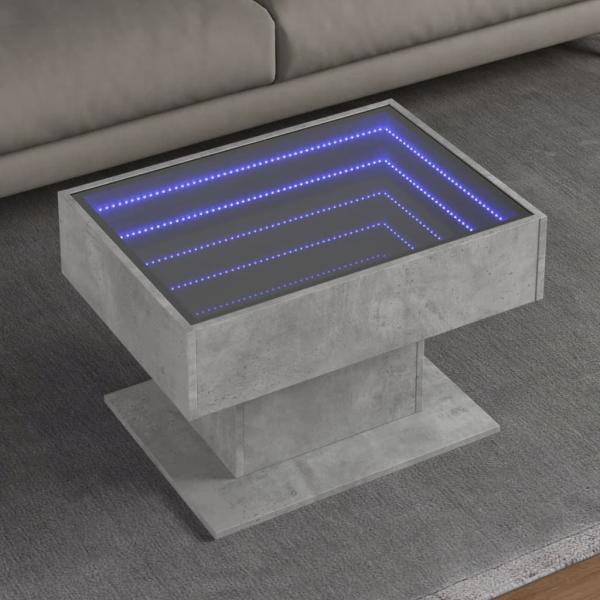 ARDEBO.de - LED-Couchtisch Betongrau 70x50x45 cm Holzwerkstoff