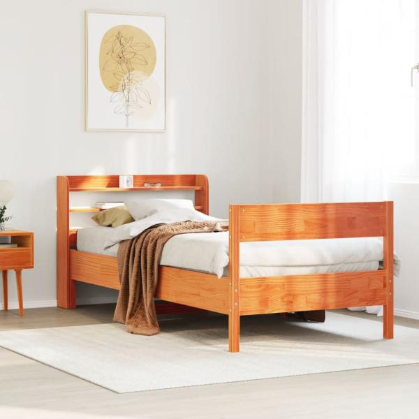 ARDEBO.de - Massivholzbett ohne Matratze Wachsbraun 100x200 Kiefernholz