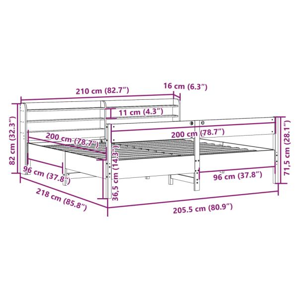 Massivholzbett ohne Matratze Weiß 200x200 cm Kiefernholz