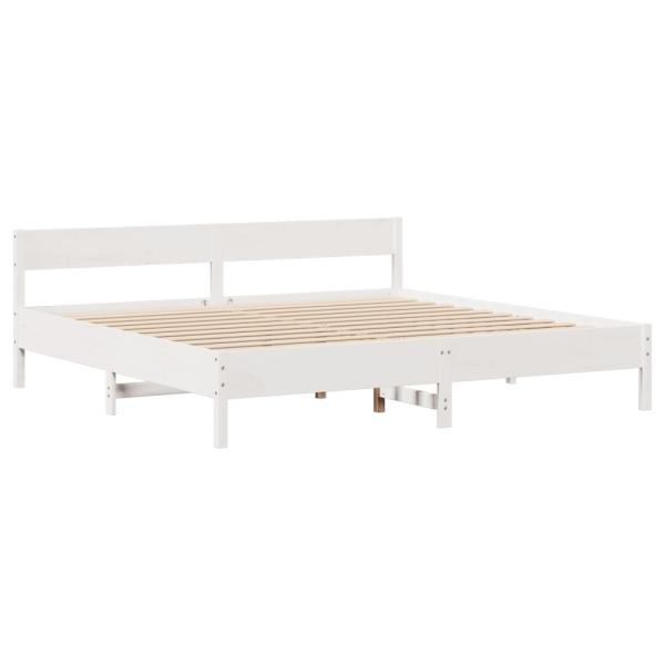 Massivholzbett ohne Matratze Weiß 200x200 cm Kiefernholz