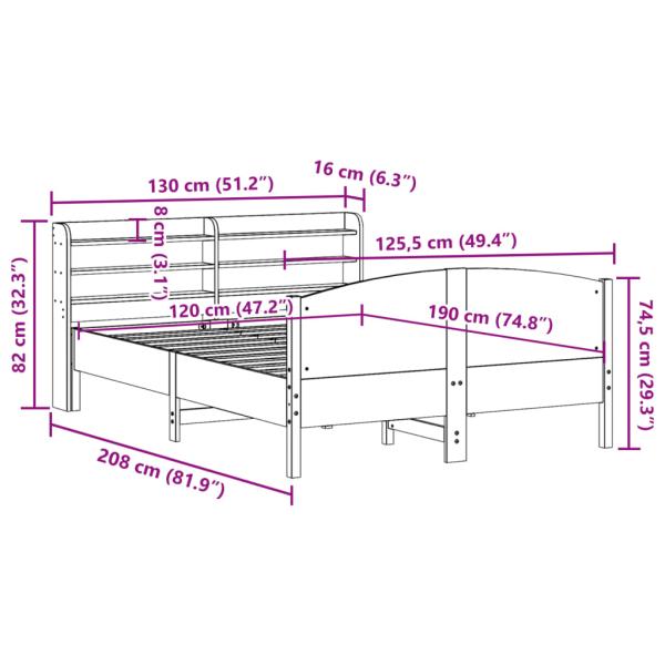 Massivholzbett ohne Matratze Wachsbraun 120x190 cm Kiefernholz