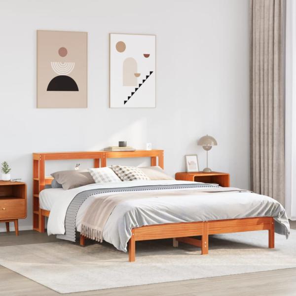 ARDEBO.de - Massivholzbett ohne Matratze Wachsbraun 140x190 cm Kiefernholz