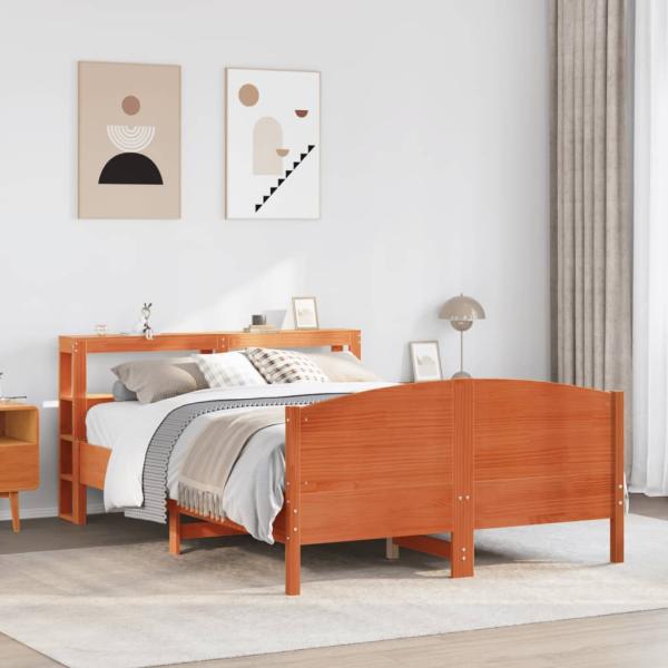 ARDEBO.de - Massivholzbett ohne Matratze Wachsbraun 140x190 cm Kiefernholz