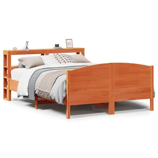 Massivholzbett ohne Matratze Wachsbraun 140x190 cm Kiefernholz