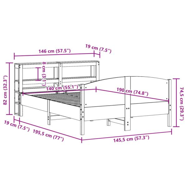 Massivholzbett ohne Matratze Wachsbraun 140x190 cm Kiefernholz
