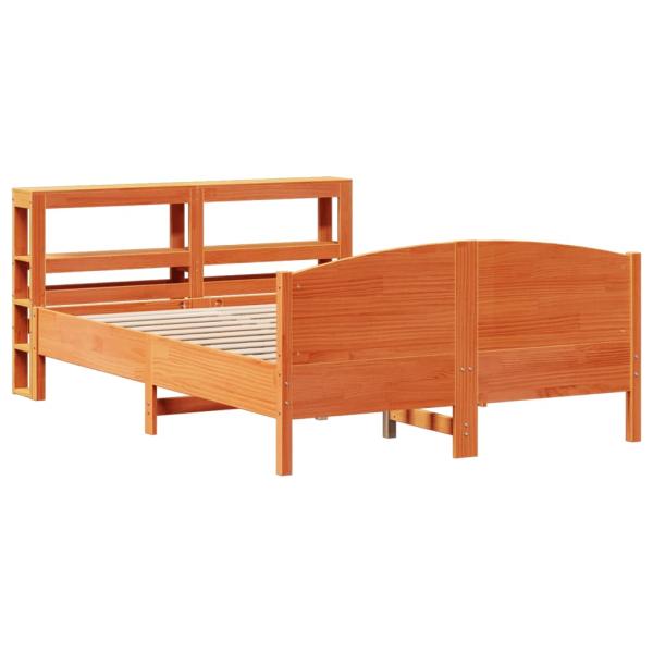 Massivholzbett ohne Matratze Wachsbraun 140x190 cm Kiefernholz