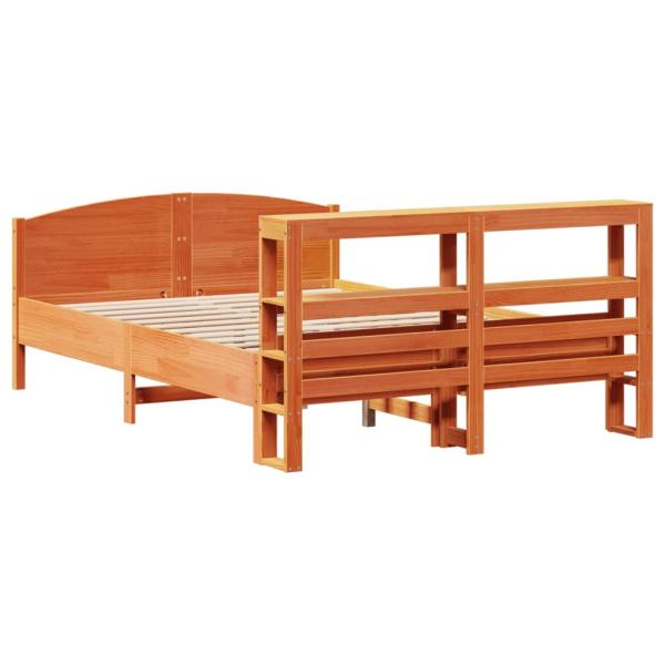 Massivholzbett ohne Matratze Wachsbraun 140x190 cm Kiefernholz