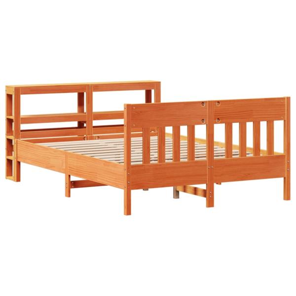 Massivholzbett ohne Matratze Wachsbraun 140x190 cm Kiefernholz