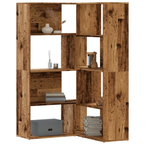 ARDEBO.de - Eck-Bücherregal 4 Etagen Antikholz 85x85x140 cm Holzwerkstoff