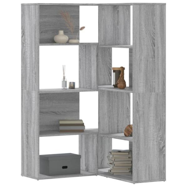 ARDEBO.de - Eck-Bücherregal 4 Etagen Grau Sonoma 85x85x140 cm Holzwerkstoff