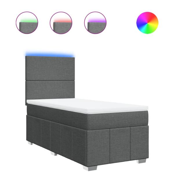 Boxspringbett mit Matratze Dunkelgrau 100x200 cm Stoff