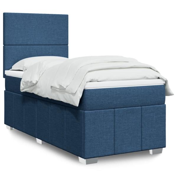 ARDEBO.de - Boxspringbett mit Matratze Blau 100x200 cm Stoff