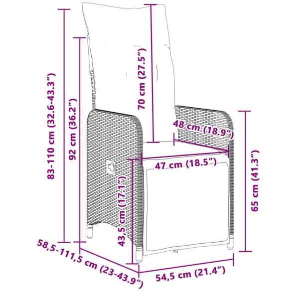 9-tlg. Garten-Bistro-Set mit Kissen Schwarz Poly Rattan