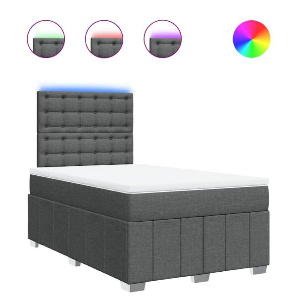 ARDEBO.de - Boxspringbett mit Matratze Dunkelgrau 120x190 cm Stoff