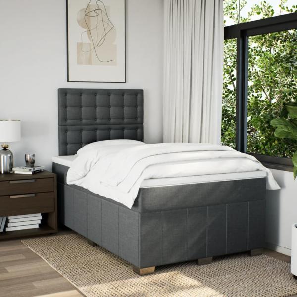 Boxspringbett mit Matratze Dunkelgrau 120x190 cm Stoff
