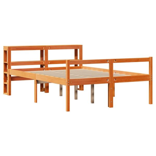 Bettgestell mit Kopfteil ohne Matratze Wachsbraun 135x190 cm