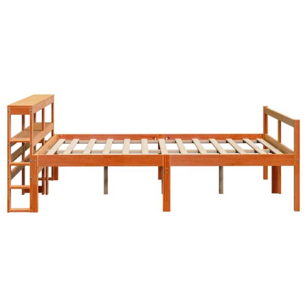 Bettgestell mit Kopfteil ohne Matratze Wachsbraun 135x190 cm