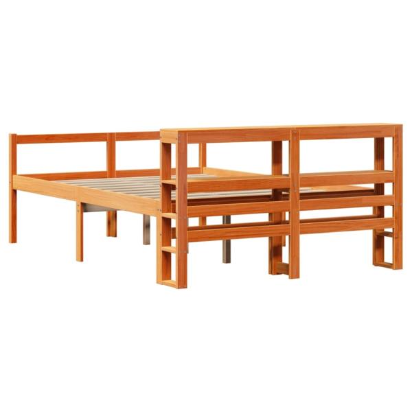 Bettgestell mit Kopfteil ohne Matratze Wachsbraun 135x190 cm