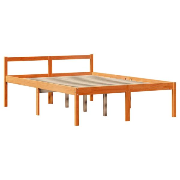 Bettgestell mit Kopfteil ohne Matratze Wachsbraun 135x190 cm
