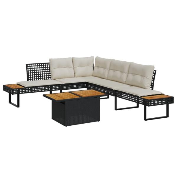 ARDEBO.de - 2-tlg. Garten-Sofagarnitur mit Kissen Schwarz Poly Rattan