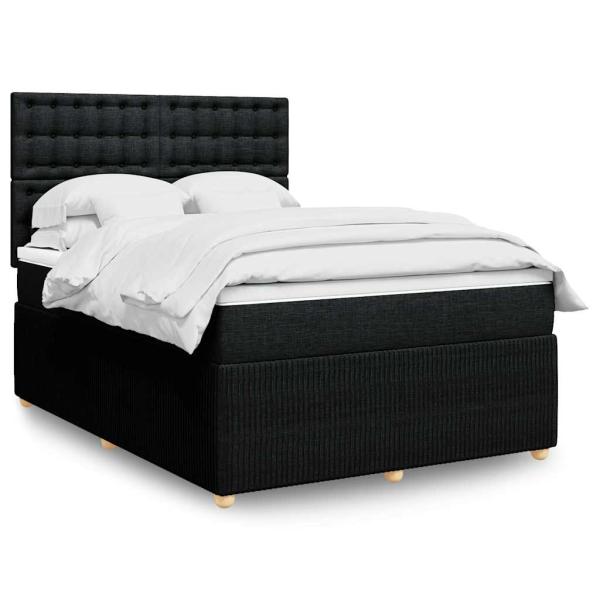 ARDEBO.de - Boxspringbett mit Matratze Schwarz 140x190 cm Stoff