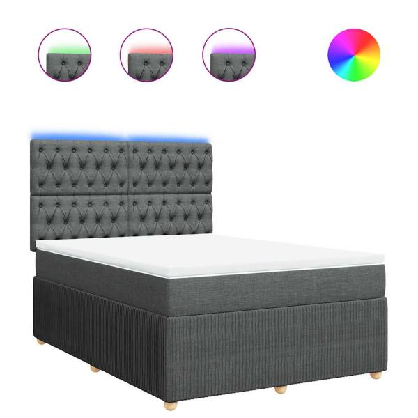 Boxspringbett mit Matratze Dunkelgrau 140x190 cm Stoff