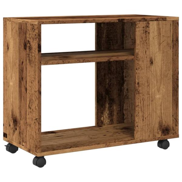 Beistelltisch mit Rollen Altholz-Optik 70x35x60cm Holzwerkstoff