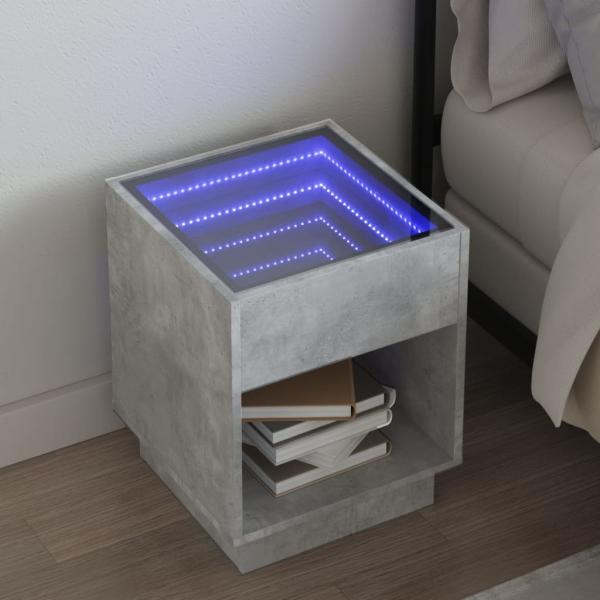 ARDEBO.de - Nachttisch mit Infinity-LED Betongrau 40x40x50 cm