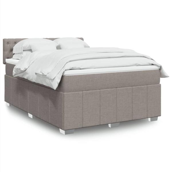 ARDEBO.de - Boxspringbett mit Matratze Taupe 140x190 cm Stoff