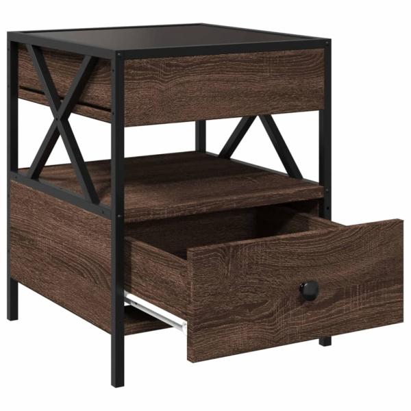 Nachttisch mit Infinity-LED Braun Eichen-Optik 40x40x51 cm