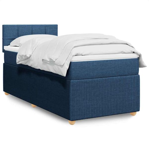 ARDEBO.de - Boxspringbett mit Matratze Blau 90x200 cm Stoff