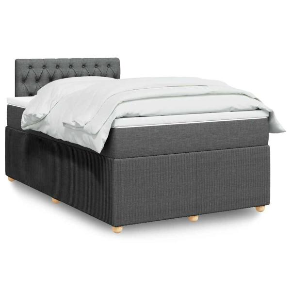 ARDEBO.de - Boxspringbett mit Matratze Dunkelgrau 120x190 cm Stoff